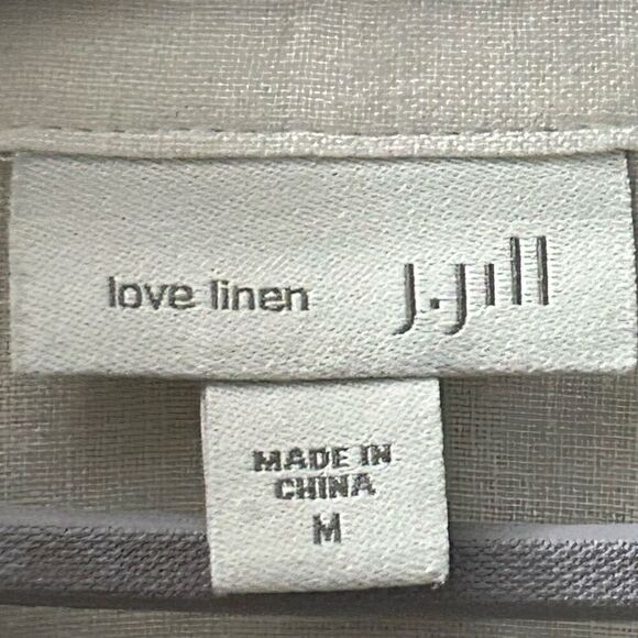 J. Jill Love Linen Tunic Blouse Women's Medium White Pintuck Plaid Button Front - Picture 14 of 15